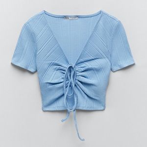 ZARA Ribbed Cut-out Tee